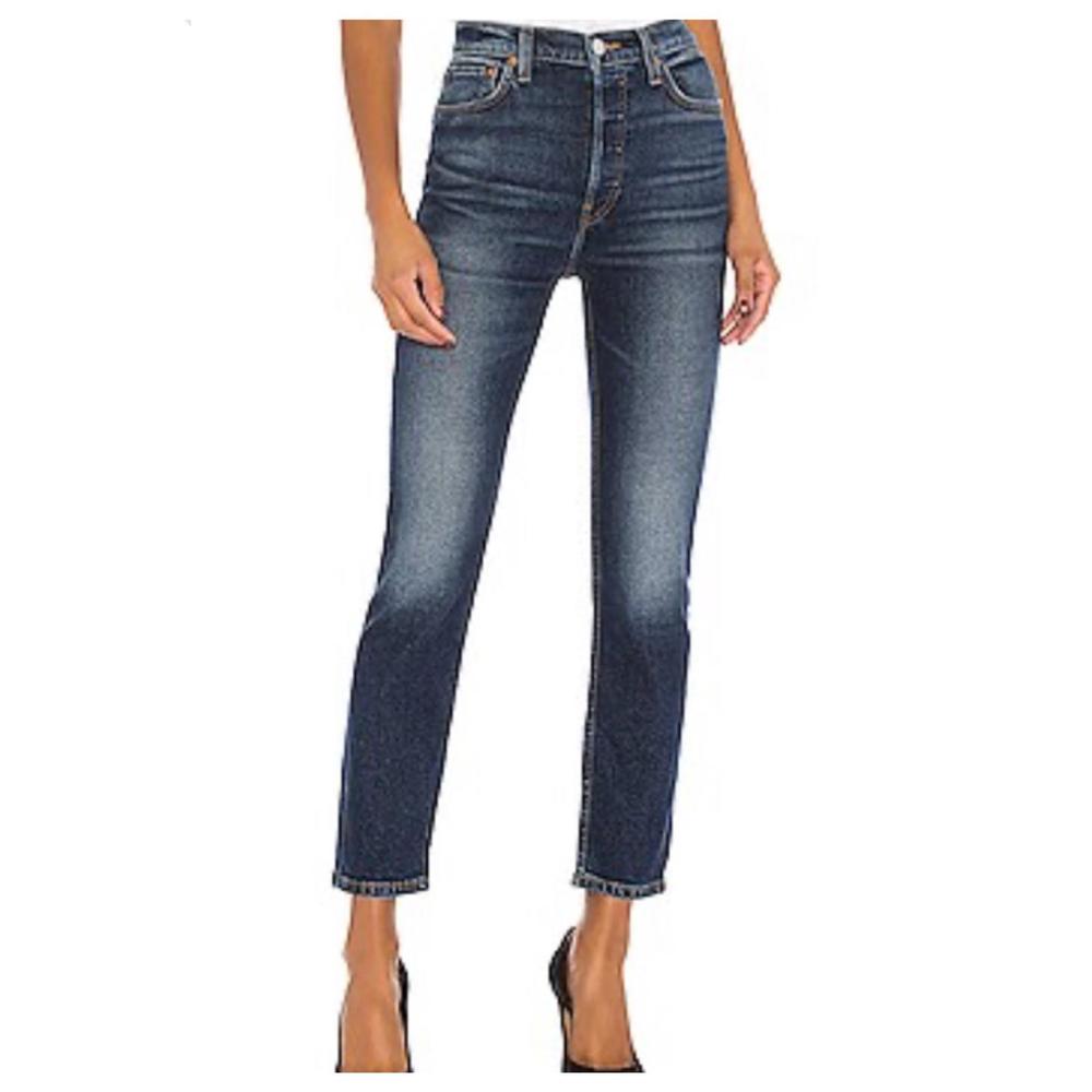 NWT Re/Done High Rise Ankle Crop Jeans Midnight Blue Women’s 28